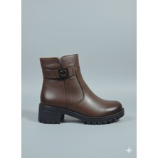 Öztürk Marka Kısa Topuklu (D) Tokalı Kadın Deri Içi Kürklü Bot MARKA-822