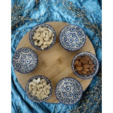 Nazar Boncuklu El Yapımı Seramik 6’lı Çerezlik Kahvaltılık Kase Seti – Beyaz