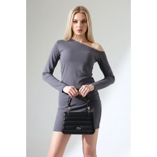 Alpaco Kadın Tek Omuz Asimetrik Kesim Bodycon Elbise