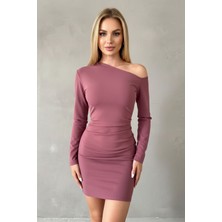 Alpaco Kadın Tek Omuz Asimetrik Kesim Bodycon Elbise