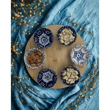 Nazar Boncuklu El Yapımı Seramik 6’lı Çerezlik Kahvaltılık Kase Seti – Lacivert