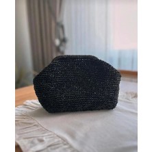 Zlato Kadın Siyah El Örme Burslu Şık Çanta Günlük ve Özel Günler