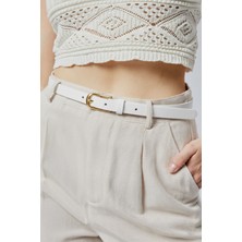 Derikem %100 Hakiki Deri Şık Sarı Tokalı Kadın Kemeri