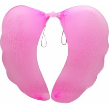 Popüler Sepet Pembe Renk Ortası Pembe Tüylü Tül Peri Kanadı 40X50 cm