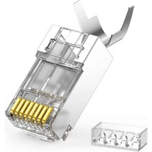 Koodmax 10 Adet - Cat7 Metal Konnektör RJ45 Cat7 Jack + Kablo Ayraç