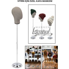 Manken İstanbul Özel Metal Standlı Kafa Mankeni Peruk Mankeni Aksesuar Mankeni - Vitrinler Için Özel Kafa Mankeni