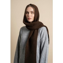 Kadın Kapüşonlu Kalın Triko Atkı – Kahve