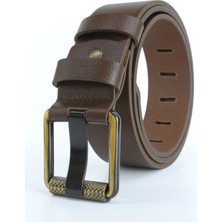 Derikem Erkek %100 Hakiki Deri Sarı Borulu 4,5 cm Kot Kemeri Açık Kahverengi