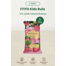 Fitfit Kids Chef Çilek Rulosu | Doğal Meyve Pestili X2 Rulo, Katkısız, Şekersiz, Vegan Atıştırmalık 20 gr x 3 Adet