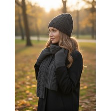 Derikem Kadın Kışlık Lüks Örgü Bere, Atkı ve Eldiven Takımı