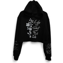 Astap Kapişonlu Crop Sweatshirt Iki Iplik Şardonsuz