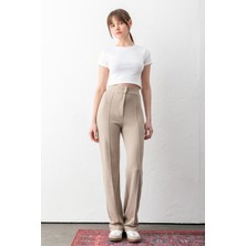 Sea Milano Kadın Düğmeli Modal Yüksek Bel Pantolon | Rahat Kesim, Likralı, Toparlayıcı, Günlük & Ofis