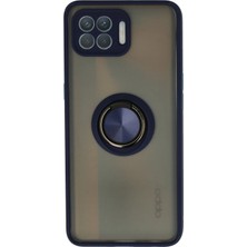 Dorenta   Reno 4 Lite Kılıf Montreal Yüzüklü Silikon Kapak - Lacivert