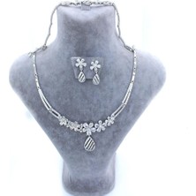 Bz Burgu Zincir 316L Çelik Taşlı Kadın Set SET-131