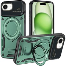 Dorenta  Iphone 16E Kılıf Joy Lens Standlı Kapak - Koyu Yeşil