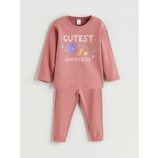 Lc Waikiki Yeni Sezon Baskılı Kız Bebek Sweatshirt ve Pantolon 2'li