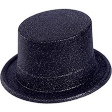 Popüler Sepet Siyah Renk Uzun Plastik Simli Parti Şapkası