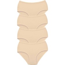 Çamaşır Kenti 4 Adet Tutku Kadın Yüksek Bel Bato Kalın Lastik Külot Ten