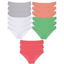 Çamaşır Kenti 15 Adet Süper Eko Set Likralı Kadın Slip Külot Gri Beyaz Pudra Yeşil Fuşya