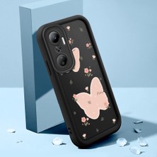 HONTINGA Infinix Hot 20 ile Uyumlu Kılıfı Düşüme Önleyici Basitlik Anti Düşme Kamera Korumali Çiçek Siyah Desen Yumuşak Silikon Telefon Kılıfı K2-0066