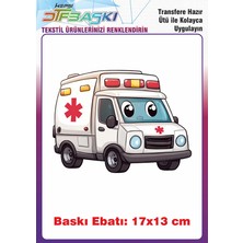 F17 Ajans Ambulans Ütü ile Yapışan Tişört Tekstil Baskı