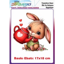 F17 Ajans Sevimli Tavşan Ütü ile Yapışan Tişört Tekstil Baskı