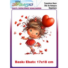 F17 Ajans Sevimli Kız Çocuğu Ütü ile Yapışan Tişört Tekstil Baskı