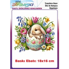 F17 Ajans Paskalya Temalı Ütü ile Yapışan Tişört Tekstil Baskı