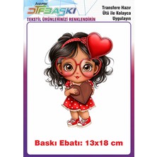 F17 Ajans Sevimli Kız Çocuğu Ütü ile Yapışan Tişört Tekstil Baskı