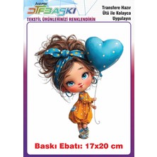 F17 Ajans Sevimli Kız Ütü ile Yapışan Tişört Tekstil Baskı