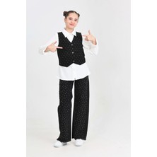 Modanino Kız Çocuk Taş Süslemeli 3'lü Jean Takım 5-15 Yaş 12495