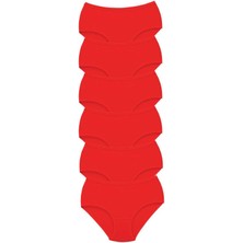 Marsilyan 6 Adet Tutku Kadın Yüksek Bel Bato Kalın Lastik Külot Kırmızı