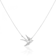 Mavili Gümüş Uçan Kırlangıç Kolye - Gümüş