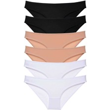 Çamaşır Kenti 6 Adet Süper Eko Set Likralı Kadın Slip Külot Siyah Ten Beyaz