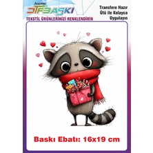 F17 Ajans Sevimli Rakun Ütü ile Yapışan Tişört Tekstil Baskı