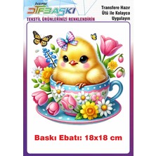 F17 Ajans Paskalya Temalı Ütü ile Yapışan Tişört Tekstil Baskı