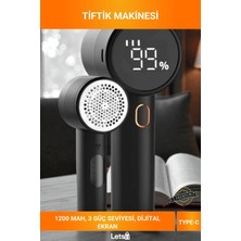 Letsii Dijital Ekranlı, 3 Güç Seviyeli, Type C Hızlı Şarjlı 1200 Mah Bataryalı Profesyonel Tüy ve Tiftik Temizleme Makinesi