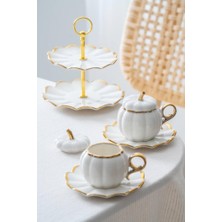 Acar Betty Gold 2 Kişilik Standlı Mini Pasta ve Kahve Fincan Takımı KAI-07647