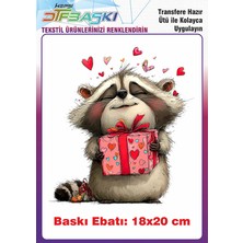 F17 Ajans Sevimli Rakun Ütü ile Yapışan Tişört Tekstil Baskı