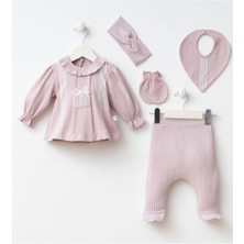Cantoy Kız Bebek Dantel ve Bandana Detaylı 5'li Hastane Çıkış Zıbın Set