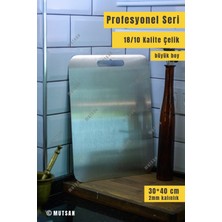 Mutsan 18/10 Paslanmaz Çelik Kesme Tahtası 30X40 cm | 2 mm Kalın, Hijyenik, Kolay Temizlik