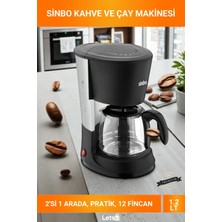 Letsii Sinbo 2'si 1 Arada Filtre Kahve ve Çay Demleme Makinesi 1.2 Litre 12 Fincan Kapasiteli
