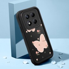 HONTINGA Xiaomi Redmi Note 14 Pro ile Uyumlu Kılıfı Düşüme Önleyici Basitlik Anti Düşme Kamera Korumali Çiçek Siyah Desen Yumuşak Silikon Telefon Kılıfı K2-0066