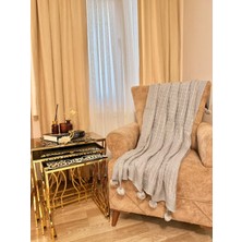 Ponponlu Triko Örgü Tv ve Diz Battaniyesi – 130X170 Cm"