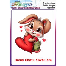 F17 Ajans Sevimli Tavşan Ütü ile Yapışan Tişört Tekstil Baskı