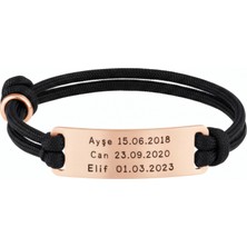 Mavili Gümüş Plaka Isimli Gümüş Ipli Bileklik - Rose