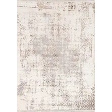 Aren Halı Romalt Modern Beyaz Gri Polyester Kaydırmaz Tabanlı Makine Halısı