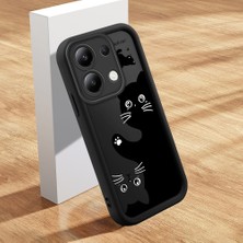 HONTINGA Xiaomi Redmi Note 13 ile Uyumlu Kılıfı Düşüme Önleyici Basitlik Anti Düşme Kamera Korumali Kedi Siyah Desen Yumuşak Silikon Telefon Kılıfı K2-0074