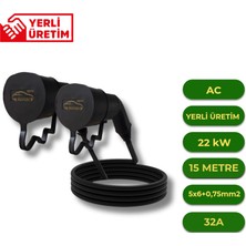 Nuvion Nuvıon Elektrikli Araç 15 Metre Type2 Ac Şarj Kablosu Seti-Tüm Elektrikli Araç Modelleriyle Uyumlu(Özel Çantası Hediye)