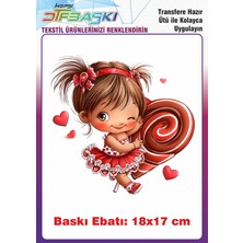 F17 Ajans Sevimli Kız Çocuğu Ütü ile Yapışan Tişört Tekstil Baskı